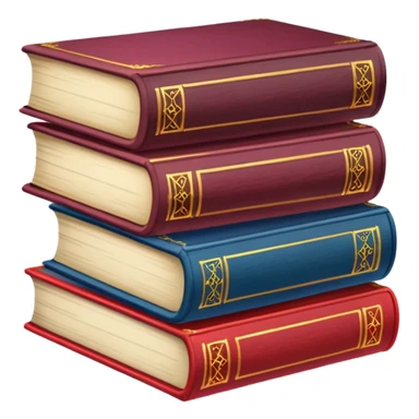 A stack of colorful spellbooks that look like they came out of a fine victorian library sticker