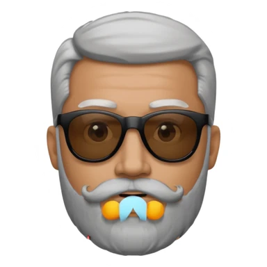 man, wearing black sunglasses, gray goatee beard sticker