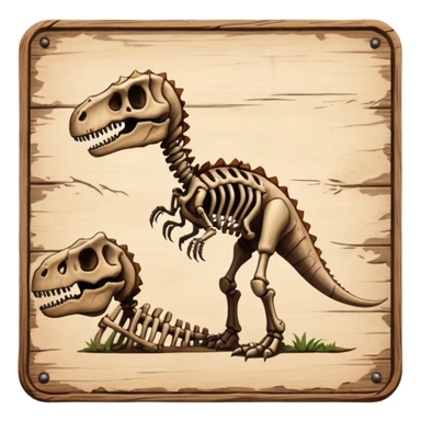 Dinosaur Signboard – Wooden board with a dinosaur skeleton drawing sticker