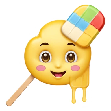yellow emoji face licking a popsicle, relaxed and happy sticker
