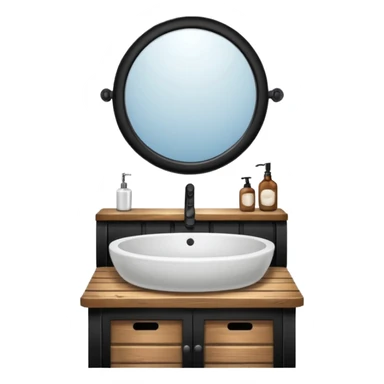 sink on a barrel bathroom with mirror sticker