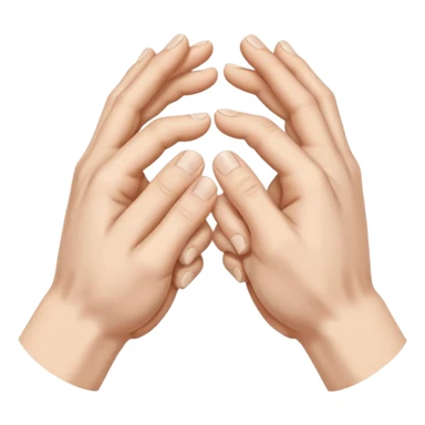 a pair of hands cracking their knuckles, by interlacing fingers, rotating the hands, and extending sticker