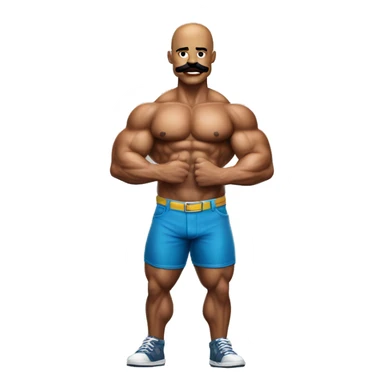 Muscular gay bodybuilder with mustache bikini realistic sticker