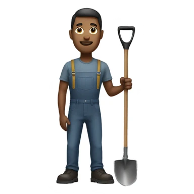 Man standing up holding a shovel  sticker