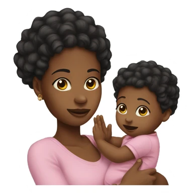 black girl with a baby sticker