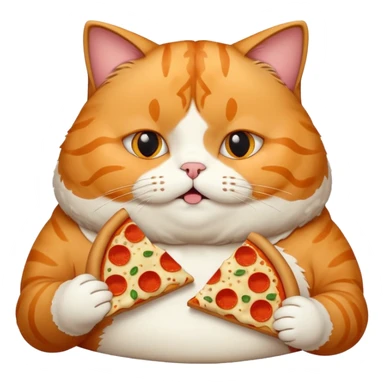 Fat cat eating pizza sticker