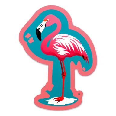 flamingo in snow sticker