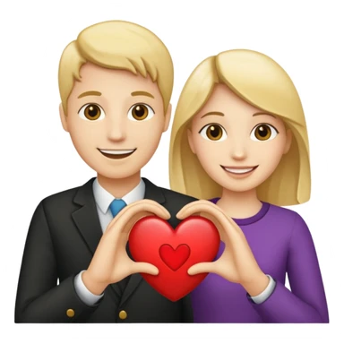 Two people holding half a heart up sticker