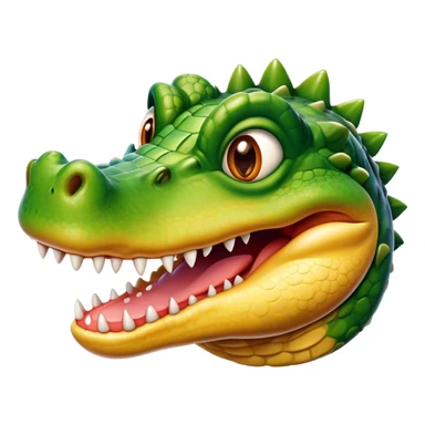 Cinematic Realistic Comical Crocodile Portrait Emoji, Head tilted dramatically with an exaggeratedly amused expression, featuring a striking, glossy scaly hide with bold textures and wide, expressive eyes full of playful disbelief, rendered with vivid natural hues and lifelike detail, high shine, dramatic yet playful, styled with an air of cheeky aquatic mischief, soft glowing outline, capturing the essence of a spirited and over‐the‐top crocodile that looks ready to snap its jaws in a burst of viral wild humor! sticker