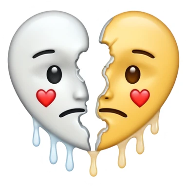 The broken heart emoji in white with sticky white liquid Ozzing out of it (the heart is broken in half and faceless)  sticker