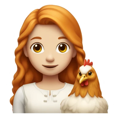 Ginger girl with Long hair and a white hen inside her Arms  sticker