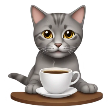 British short hair drinking a coffee sticker