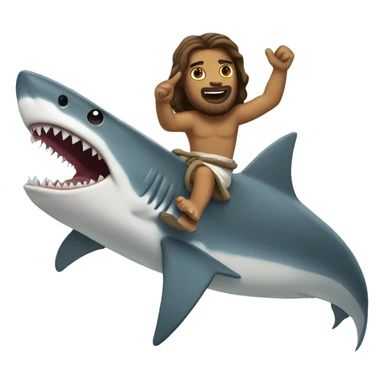 Jesus riding shark sticker