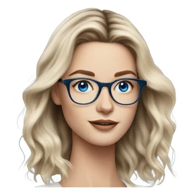 Shoulder length Balayage pale model lady with glasses and blue eyes  sticker