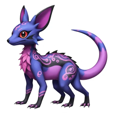 Rare epic aesthetic colorful Salandit-Noibat-Eevee-Genet-species-Fakemon-hybrid-creature, with markings, full body sticker