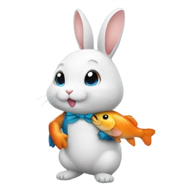 Cute rabbit wearing fish costume  sticker