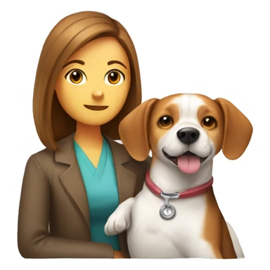  A Beagle dog and a Inu dog cuddle pediatrician woman with medium long  brown hair  sticker