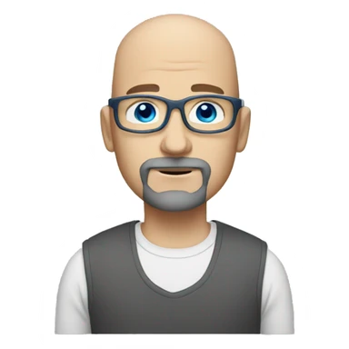 slightly bald white man with dark gray goatee silver glasses blue eyes sticker