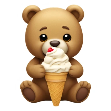 Teddy bear eating ice cream sticker