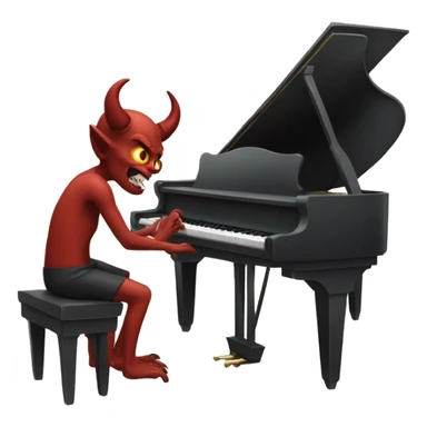 demon playing the piano in the style of an emoji sticker