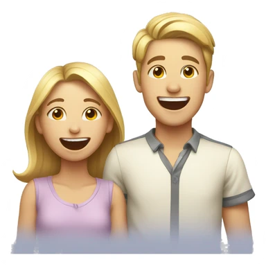 Boy and girl laughing  sticker