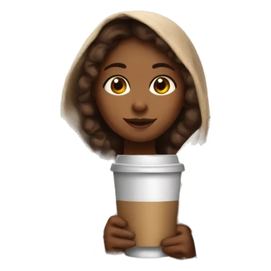  Cute brown girl wrapped in blanket drinking coffee sticker