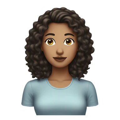 women with a long dark brown curly hair and false lashes sticker