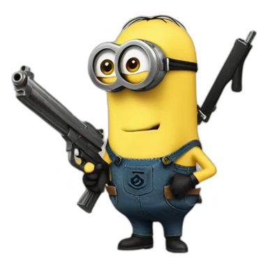 minion with gun sticker