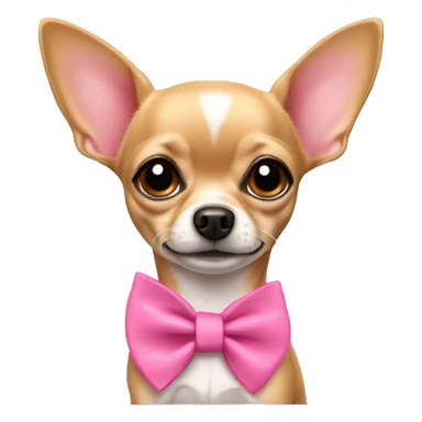 Short haired chihuahua with a pink collar that has a bow. Just her head. Her ears Stand up. She is tan only sticker