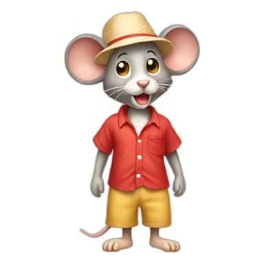 Jerry mouse with red beach shirt and cream hat full body sticker