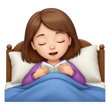Little girl with brown hair singing while sleeping in bed sticker
