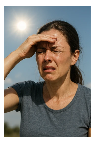 Donna che ha male agli occhi con il sole sticker
