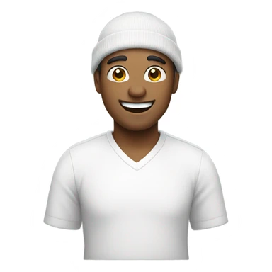 smiling man in white shirt with a beanie on  sticker