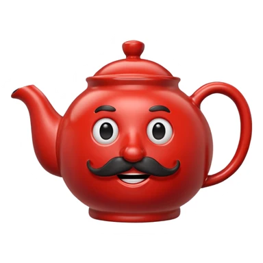 talking teapot red with mustach sticker