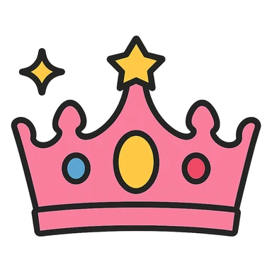 princess crown, pink, ornate, sparkling jewels, regal look sticker
