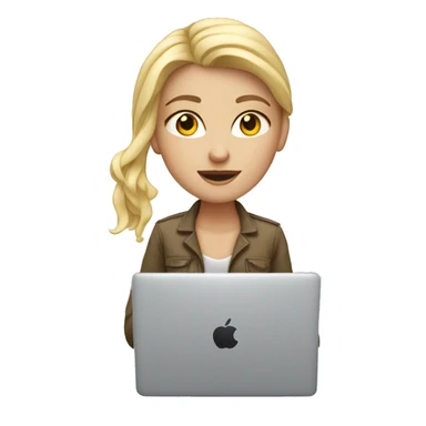 Blond white girl working on MacBook  sticker
