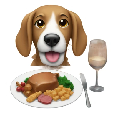 Dog eating Christmas dinner sticker