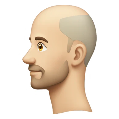 white young man bald with cap, + soft beard, side profile sticker
