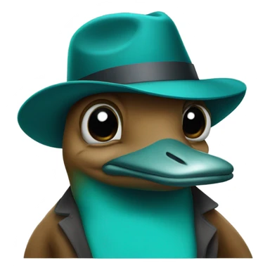 Teal platypus wearing a fedora sticker