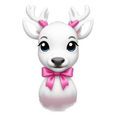 White Baby reindeer with pink bow sticker