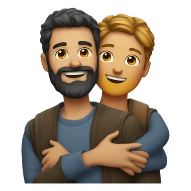 couple hug with warm smiles men with beard sticker