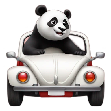 Panda driving a red beetle sticker