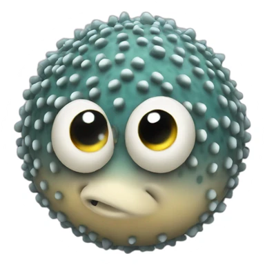 3d sphere with a cartoon sophisticated granite Pufferfish skin texture with beautiful eyes sticker