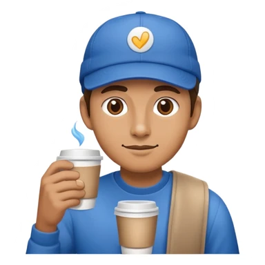 hemp with blue cap holding coffee  sticker