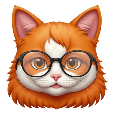 cute girl cat with big thin framed glasses sticker