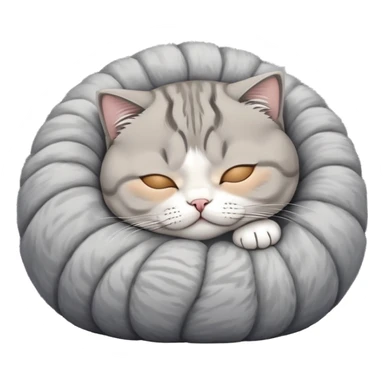 a cute sleeping Scottish fold cat with folded ears curled up in a ball sticker