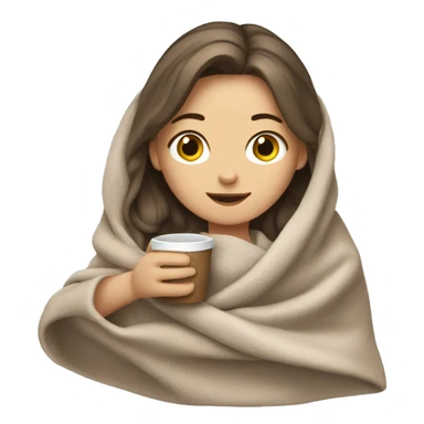 White girl with blanket and cup sticker