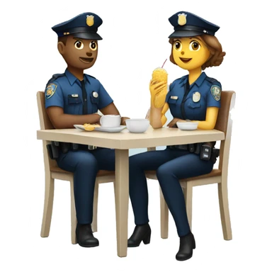 police man and woman sitting at a table, eating lunch sticker