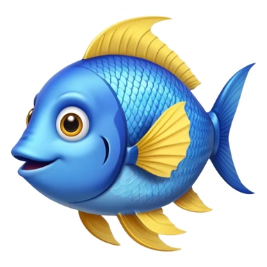 blue happy fish looking right sticker