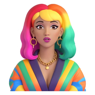 Cardi B with colorful hair sticker